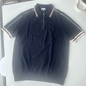 REISS HALF ZIP UP TEXTURED POLO